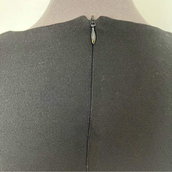 SOLD Retrolicious Black Stretch Knit Sleeved V Neck Midi Pencil Dress Small - Picture 4 of 9